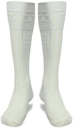 BELGLY Calzini da kilt da uomo Abbigliamento tradizionale scozzese delle Highland Calze da kilt in lana Scaldamuscoli casual per matrimoni e sport, crema, L