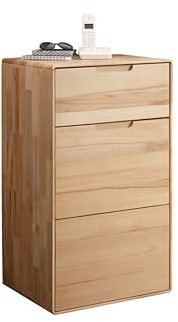 möbelando Hochkommode >KM-0663< 1 Tür, 1 Schub, 1 Boden, Kernbuche massiv geölt - 51x91x40cm (BxHxT)