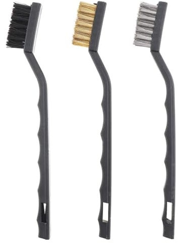 WeddHuis Set di 3 Spazzole Metalliche, Mini Spazzola in Acciaio Inox, Ottone e Nylon, Piccole Spazzole per Pulizia di Scorie di Saldatura, Sporco e Ruggine
