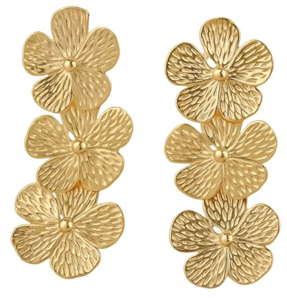MAJALE Pendientes Dorados Largos con Baño Oro 18K - Pendientes Elegantes para Fiesta con Movimiento Ligero y Estilo Versátil - Colgantes, Accesorios