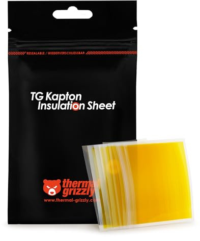 Thermal Grizzly - Kapton Insulation Sheet - Gelb - 50 Streifen Isolierfolie (10x60mm) - 40µm Hochtemperatur-Polyimidfolie - Für CPU/GPU TIM-Schutz & Montage von Conductonaut/Kryosheet/Carbonaut