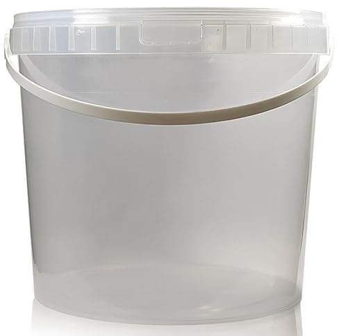 10L Plastic Bucket Pail + Handle & Lid - Heavy Duty ¦ Food Grade BPA Free ¦ Multi-use Fermentation Feed Dry Food Liquid Chemicals Hydroponics Storage Container CLEAR