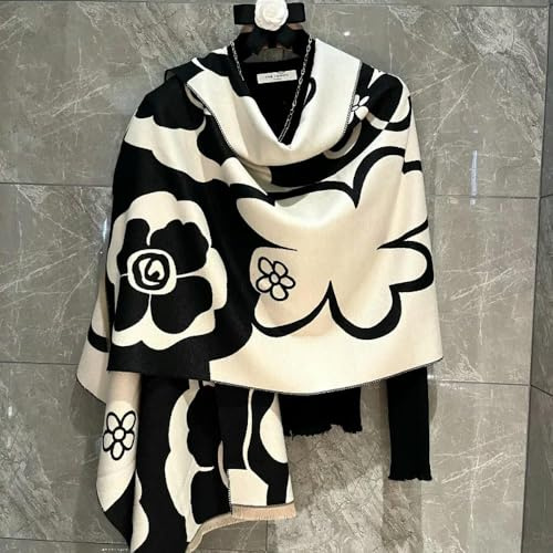 SECWL Elegante Bufanda de Cachemira de Acrílico Suave con Flores para Mujer Chal Otoño Invierno Pañuelo Primavera Verano Capa de Viaje Larga