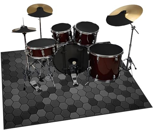 ZAJENKUB 140 x 120 cm trummatta, trummatta, trumtillbehör, present till trummisar, elektriska trummattor ljudisolerade mattdynor trumtillbehör för elektriska trummor jazztrumset