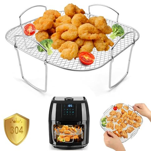 LPZMPZ Grille pour friteuse à air chaud, en acier inoxydable 304, accessoires pour friteuse à air chaud, compatible avec Cosori 5,5 l 6,4 l XXL, Ninja Speedi AF180EU, Philips XXL Air Fryer