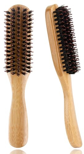 WhaleO Vildsvinsborste borste skäggborste män Sleek Bun borste hårborste vildsvinsborst Sleek borste naturligt hår borste skäggborste vildsvinsborst naturborste för hår och skägg, 1 st