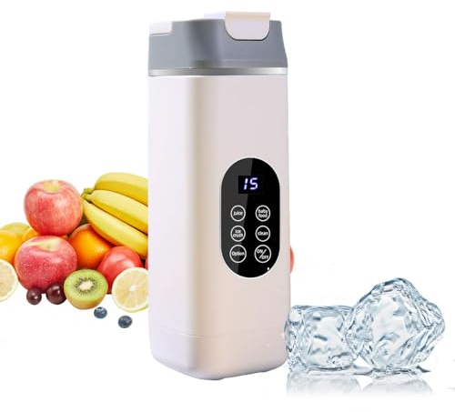 Portable Blender, 420ml Smoothie & Shake Maker, Cordless Personal Blender with 12 Blades & 4 Speed Adjustable, Ice Crush, Ice Storage,USB Rechargeable Mini Mixer with Handle for Travel,Office (White)