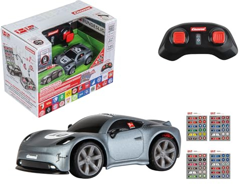 Carrera RC Fahrzeug Bundesliga Mini-RC Grau I 2,4-GHz-Auto mit Club-Stickern von 24 Vereinen I Bis 5 km/h & 15 Min. Spielzeit I Für Kinder ab 6 Jahren
