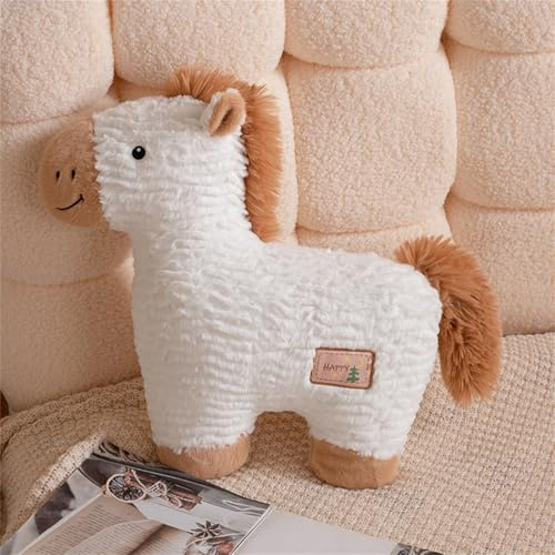 Trayosin Kuscheltier Pferd Plüschtier Groß 50cm superweich Plüsch-Pferd Kissen-Stofftier Süße Pferd Plushie Plüsch Spielzeug Geschenk für Kinder und Erwachsene (Weiß)