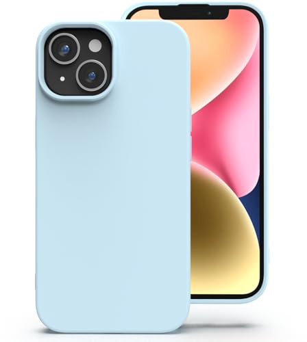 Zuvirelx Silikon Handyhülle für iPhone 14 Hülle, Weiches Griff, Dünne, Minimalistisch, Stoßfest, rutschfest, Taschenpassend - Eisblau