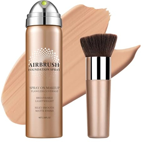 AOAZXBB Airbrush Foundation for Mature Skin Silky Mist Spray Foundation Full Coverage, Lightweight Breathable Makeup-01 Natural