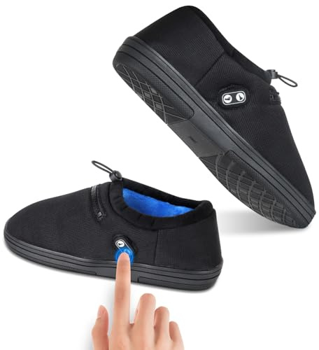 Beheizbare Hausschuhe Damen Herren, Amiable 7.4V Fusswärmer mit 3000mAh Wiederaufladbar Akku, 4 Temperaturen, Sperrmodus, Beheizbare Schuhe, Wärmeschuhe fußwärmer für kalte Füße- Mit Ladestecker(L)