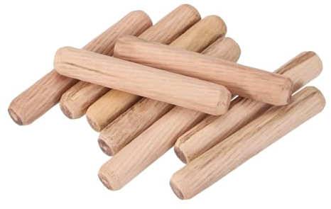 sourcing map Wooden Dowel Pins 9pcs 10x60mm(0.39x2.36) Fluted Beveled Ends Wood Dowel Pegs Dried Hardwood for Woodworking Furniture Shelf