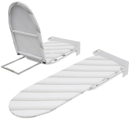 Planche à repasser murale rotative à 180° - Peu encombrante - Planche à repasser pliable avec housse résistante à la chaleur - 93 x 31,5 x 14 cm - Blanc