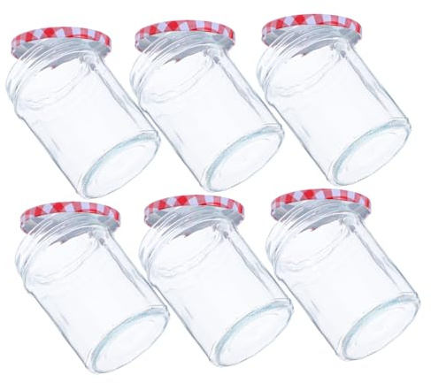 COLLBATH 6pcs Hexagon Glass Jars for Pickling Jam Airtight Lid Wide Mouth Sealing Canning Jars for Kitchen Food Storage