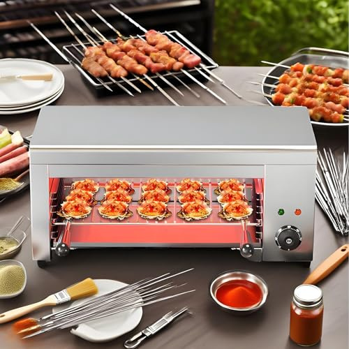XNXYSMKJ Salamander Broiler, Electric Raclette Grill Cheese Melter,Wall Mount or Countertop Stainless Steel Toaster Oven 50℃-300℃ for Cheese Steak Meat