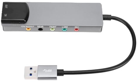 Yanmis Externe USB-Soundkarte, 7.1 Surround USB 2.0-Soundkartenadapter für Laptop-PC, mit SPDIF-Digital-Audio, Plug-and-Play