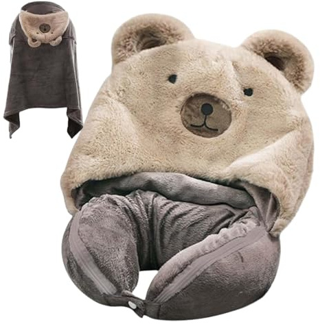 Set di coperte da viaggio per il collo – pieghevole, in flanella, per dormire, attrezzatura da viaggio portatile, supporto per cappelli per aerei, volo lungo, auto, viaggio su strada, comfort