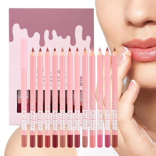 Lápiz de Labios 12 Colores Natural Mate Duradero Maquillaje Facial | Delineador de Labios Para Casa Viaje Día Noche Boda Todas Las Estaciones Oficina Escuela