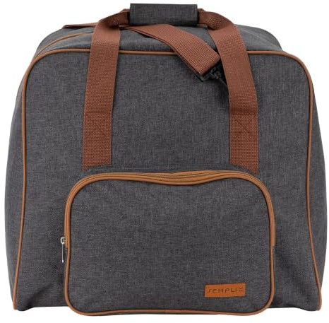 SEMPLIX Nähmaschinentasche – stabile Schutztasche für Haushaltsnähmaschinen, mit Tragegriffen, gepolstert, ideal für Transport, Nähkurse & Aufbewahrung 45 x 34 x 24 cm (anthrazit/braun)