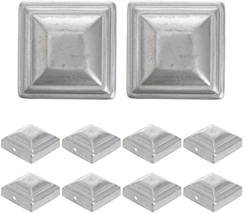MAGICLULU 10 Pezzi Cappucci per Pali Quadrati Zincati, Coperture Protettive in Metallo per Recinzioni, Tappi Copri Palo Resistenti e Lisci, Adatti a Cancelli e Barriere Stradali, Facile