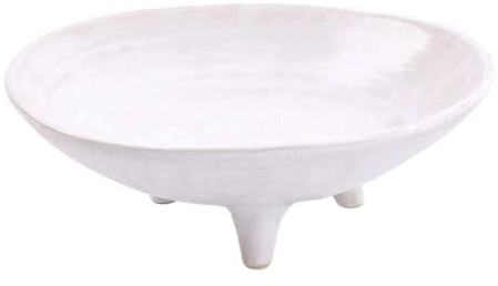 MagiDeal Coupe à fruits décorative en céramique à 3 pieds, panier de présentation, assiette sur pied, plat sur piédestal pour salon de thé, mariage, Blanc Dia 15.5 Cm