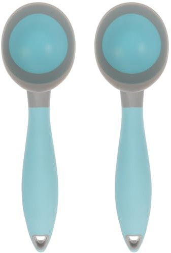 HOODANCOS 2pcs Ice Cream and Fruit Ball Scoops with Rubber Handles, Grey Blue Melon Baller Set for Watermelon, Ice Cream, and Dessert Serving in Kitchen