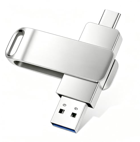 128GB USB 3.0 Flash Drive Stick Memory Stick with Data Transfer Speeds Up to 100MB/s Dual Port Type-C Type-A Portable Pen Drive Thumb Drive Compatible with Smartphones Laptops Desktops Tablets