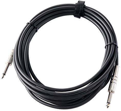 Pronomic Câble Instrument 6m Jack noir (câble guitare électrique, câble basse électrique, jack, mono 6,3 mm, connecteurs métalliques vissables)