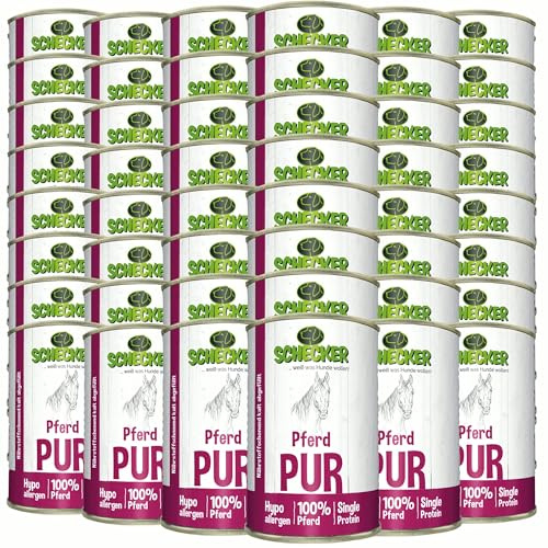Schecker Nassfutter Pferd PUR - Monoprotein (0,41 kg (48er Pack)) | Ohne Getreide, ohne Gluten, ohne Zusätze - Kombinierbar mit Gemüse oder Sensi-Mix