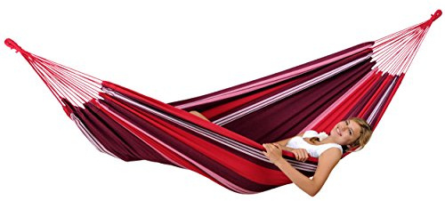 AMAZONAS - Salsa Hängematte in L-Size | Wetterfestes EllTex-Material, recycelte Baumwolle & Polyester | Liegefläche 210x140 cm | Belastbar bis 150 kg | Farbe: Fuego