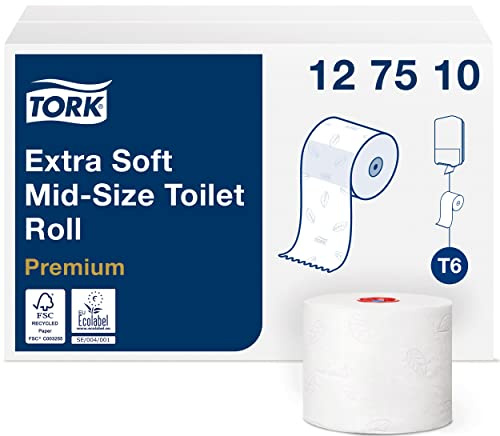 Tork 127510 Extra mjukt och kompakt Premium 3-lagers toalettpapper kompatibelt med T6 toalettsystem, 27 rullar (27 x 70 m)