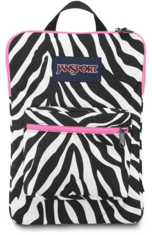 JanSport Digital SuperBreak Sleeve Backpack (Black / White Fluorescent Pink Miss Zebra)
