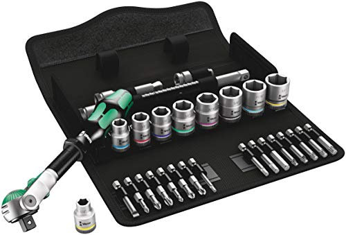 Wera 8100 SB 9 Zyklop Speed Multi-function Ratchet, Socket & Bit Set, 3/8 Drive, Imperial, 29pc, 05004049001