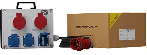 Doktorvolt Mobilverteiler Starkstrom Verteiler FRED Stromverteiler Mit Mennekes 3x230V 16A 400V CEE Steckdosen Kombination Baustromverteiler Nockenshalter Wandverteiler Mit Kabel IP44