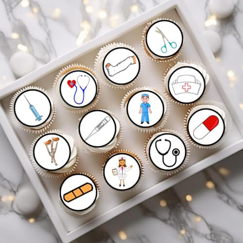 48 Nurse Cupcake Toppers, Hospital Theme Edible Cake Decorations, Doctor Graduation Gift, Congratulations Cake-Topper
