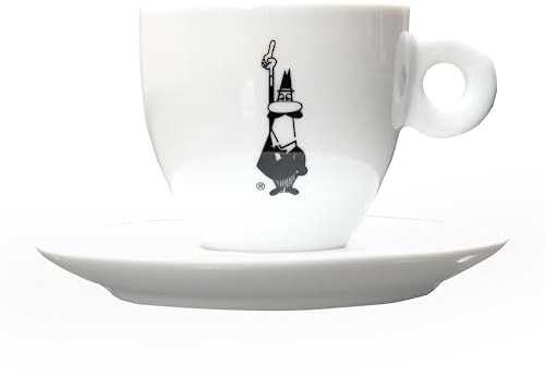 Bialetti Y0TZ099 Tazzina Cappuccino Istituzionale (con Piattino), Porcellana, 240 ml