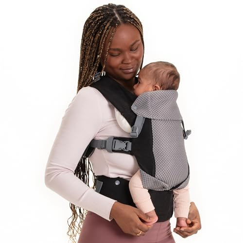 Beco Gemini Baby Carriers from Newborn to Toddler - Certified Ergonomic Newborn Baby Carrier for Infants and Children of 7-35 lbs - M Shape, Adjustable Seat, Breathable 3D Mesh (Cool Black)