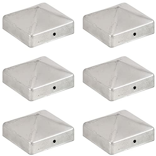 vidaXL 6x Pfostenkappe Pyramide Zaunkappe Pfahlkappe Zierkappe Abdeckkappe Zaunpfahlkappe Pyramidenkappe für Pfosten Feuerverzinkt Verzinktes Metall 71x71mm