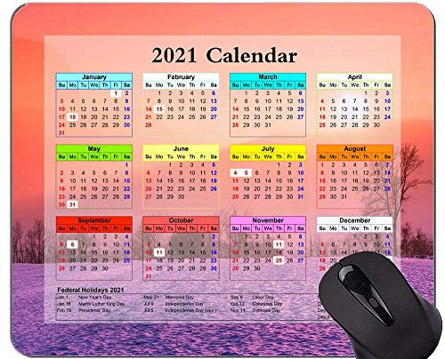 Gaming Mouse Pad 2021 Jahreskalender mit Feiertag, Sunrise Sunset Colors Mouse Pad mit genähter Kante