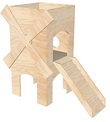 ‘generic’ Windmill guinea pig house 2tier shelter playhouse exercise toy small animal hideaway house UNPAINTED (Unpainted)