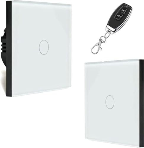 KIT Interrupteur sans fil - Bouton tactile va et vient prêt à poser – 2 Télécommande murale + 1 interrupteur relais récepteur radio encastrable sans neutre - Compatible Led