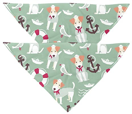 2 Stück Hunde-Halstuch, Seemanns-Motiv, Vogel, Anker, Mädchen, Jungen, Haustier-Lätzchen, Halstuch, waschbar, Zubehör für kleine, mittelgroße und große Hunde, Welpen, Katzen, Haustier