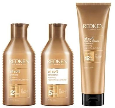 Redken All Soft Shampoo 300ml Conditioner 300ml Treatment 250ml
