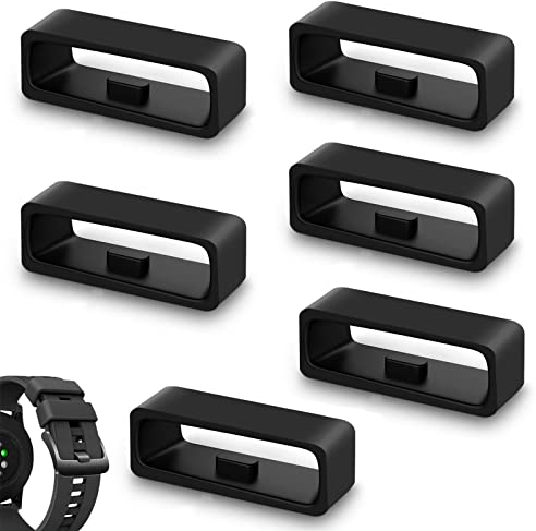 Anillos de Hebilla de Soporte de Banda de Reloj Bucle de Retención de Banda Soporte de Correa de Reloj de Silicona 22 Bucles de Correa de Reloj de Repuesto Silicona Anillo de Cierre 6 Piezas, Negro