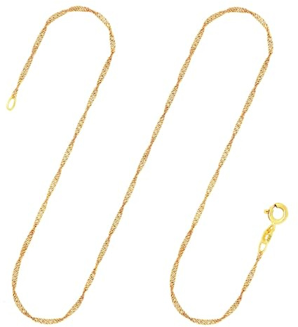 EDELIND Feine Goldkette Herren Damen Kinder 1.4 mm Singapurkette Gold 18 k (750) Gelbgold 45 cm Halskette Echtgold Kette ohne Anhänger mit Schmuck Geschenkbox