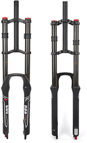 HSQMA 26 27.5 29 Zoll Mountainbike Gabel Federung Bergab Downhill MTB Luftgabel 130mm Federweg Doppelte Krone Gerade Vorderradgabel Scheibenbremse QR Manuelle Verriegelung XC/AM/DH
