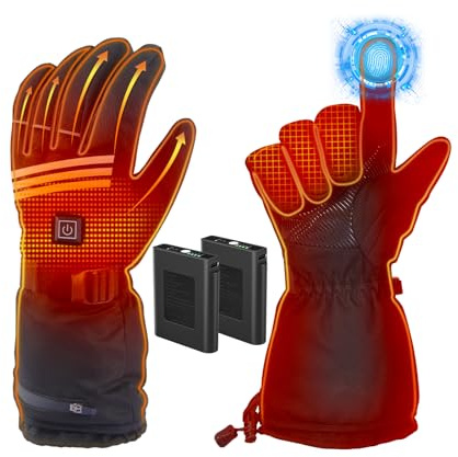 Verbesserte Beheizbare Handschuhe Herren Damen,7.4V/2×5000mAh Beheizte Handschuhe mit Wiederaufladbare Akkus,4 Einstellbarer Temperatur,wasserdichte,Winter Outdoor für Motorrad, Radfahren, Skifahren