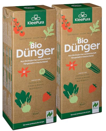 KleePura Bio Universaldünger, 2 x 1,75 kg | NATURLAND zertifiziert, für Gemüse, Kräuter, Blumen & Obst, Veganer Pflanzendünger, aus Bio-Klee & Bio-Luzerne