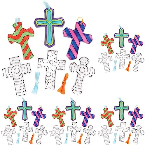 Baker Ross Cross Suncatcher Decorations - Pack of 50, Christian Easter Crafts for Kids (AX789)